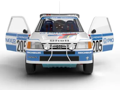 Peugeot 205 T16 Grand Raid Paris Dakar 1988 HQ 3d model 3D model