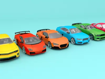 Car Cartoon Sports  Low-poly 3D model Low-poly 3D model