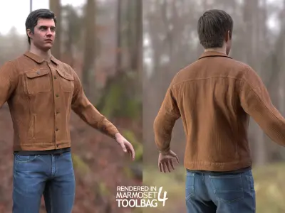 Man - Autumn Outfit 8 - Modular - Rigged Low-poly 3D model