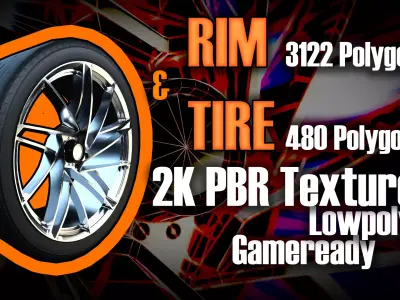 Awesome Rim and Tire 12 Low-poly 3D model