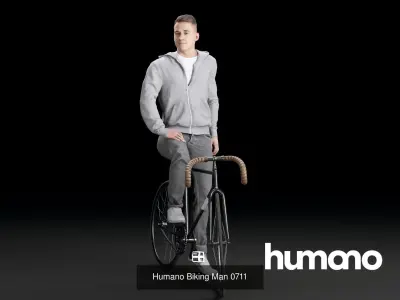 Humano 5-PACK - PEOPLE - BIKING BIKE CYCLIST - 5x 3d models 07A