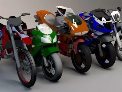 Sports Bike Pack Low-poly 3D model