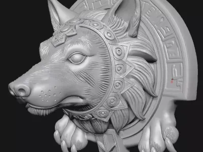 wolf sculpture 3D print model