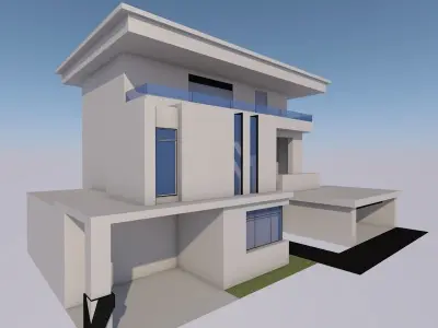 Modern family house Low-poly 3D model
