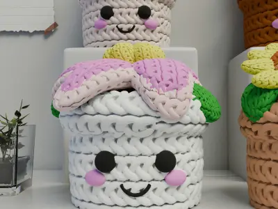 knitted Blossom Harmony Flower Set  3D print model