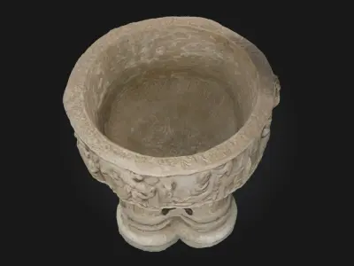 Stone Baptismal Font  Sacred Symbolism in Timeless Stone 3D model