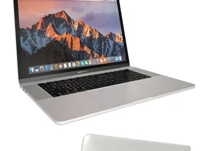 Workplace with MacBook  3D model