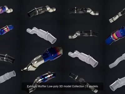 Exhaust Muffler Low-poly 3D model Collection 3D Model Pack
