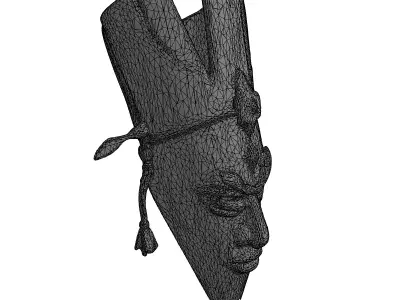 Ancient Tribal Wood Mask Low-poly 3D model