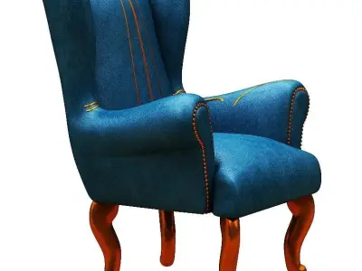 Armchair wing chair Low-poly 3D model