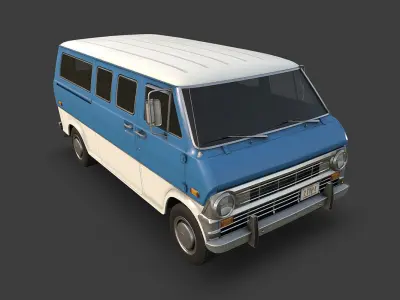 Retro Van Low-poly 3D model