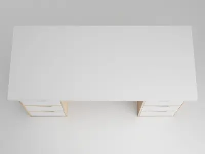 Study desk with drawers Low-poly 3D model
