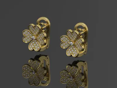 flower earrings 184 3D print model