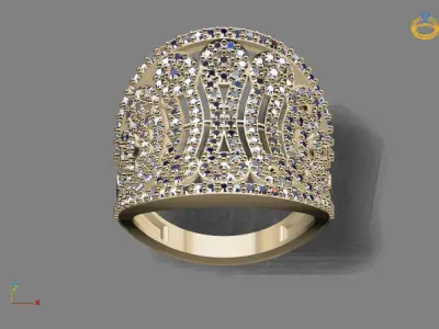 STL 3DM Print Ready Women Diamond Ring Lightweight Printable  3D print model 140