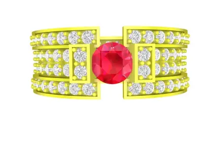 Luxury Wide Band Ruby and Diamond Men Ring 3D Model  4929 3D print model