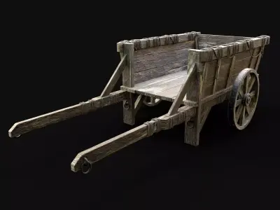 CART WAGON HORSE CAR CARGO TRANSPORT WOODEN MEDIEVAL AAA Low-poly 3D model