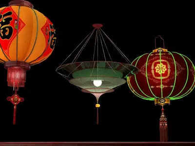 Chinese red lantern  3D model 14