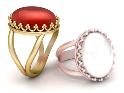 DOUBLE LAYER RUBY RING 3D PRINTABLE MODEL 3D print model