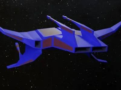 Space Fighter fantasy Low-poly 3D model Free low-poly 3D model