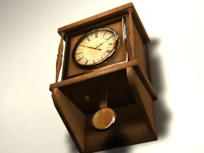 Wooden wall clock 3D model