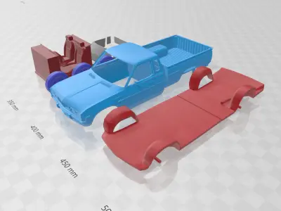 Datsun 620 KingCab 1977 - Separate Parts STL Model 3D print model