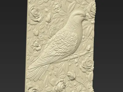 Pigeon and Roses Background A59 3D print model