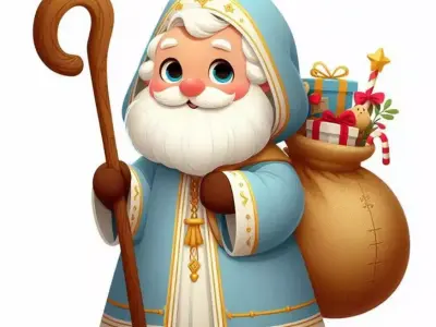 Saint Nicholas and Santa - Elegant Holiday Sculpture Collection