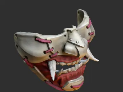Oni Mask 7 Half Face Rev Version 3D print model