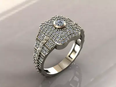 Gents Rings Diamond Men Ring STL 3DM 3D ready print model 3D print model