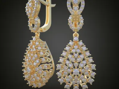 Earring 3D model 3D printable model 0098-10 Free 3D print model