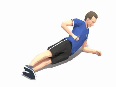 Side plank up and down Exercise Man Animation Low-poly 3D model