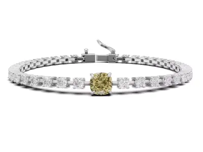 Tennis Bracelet with Cushion Center Stone 3D print model
