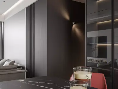 Modern living room dining room interior scenes  3D model