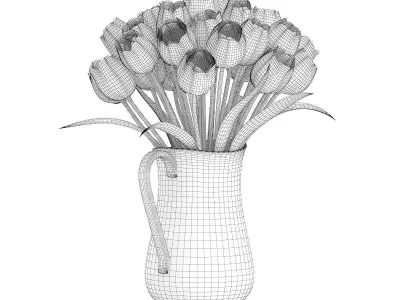 Red and White Tulips 3D model
