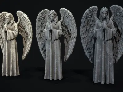 Angel Statue  Low-poly 3D model