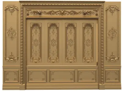 Classic Door Royal style gold plated 23 3D model