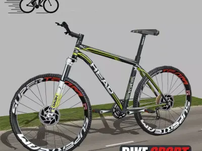 Mountain sport bicycle Low-poly 3D model