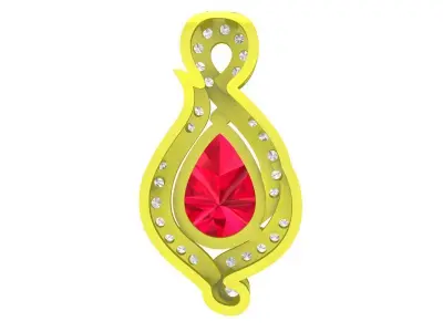 A7862 Fancy Diamond Art Women Pendant 3D print model