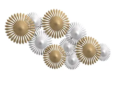Sparks 45 Inch Wide Gold And Silver Metal Wall Art PBR 3D model