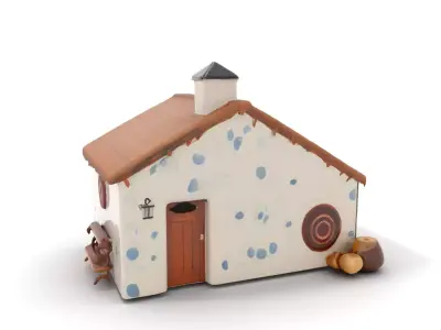 Rustic Stone Cottage model pack Low-poly 3D model