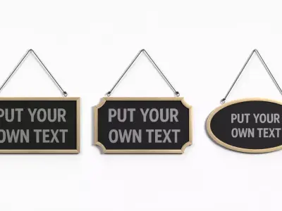 Display Sign - Deluxe Wooden Wall Message Trio 3D Model Collection