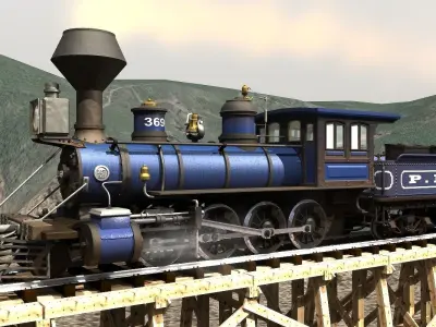 PRR 2-8-0 Steam Locomotive and Tender - STATIC MODELS 3D model