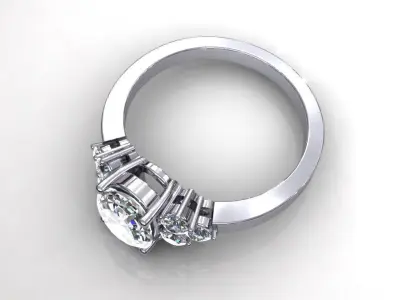 Halo Three Stone Shank Ring 3D print model