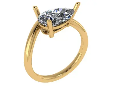 floating ring wave solitaire with pears shape center  3D print model