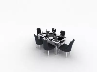 table dining and chairs 3D model purchase