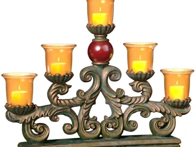 Bronze Tabletop Aged Antique Classic Candlestick Candle Holder 3D model