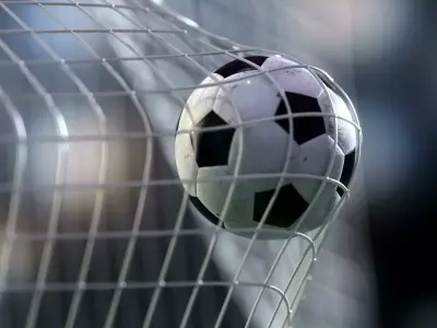 Soccer ball flying into goal net - Animated 3d scene vray 3D model