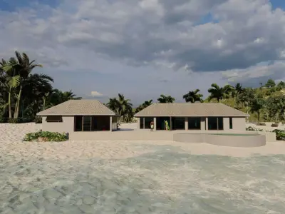 Beach Casa Scene-villa-modern house 3D model