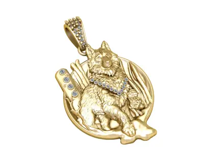 WOLF COIN PENDANT 3D-PRINTABLE MODEL  3D print model