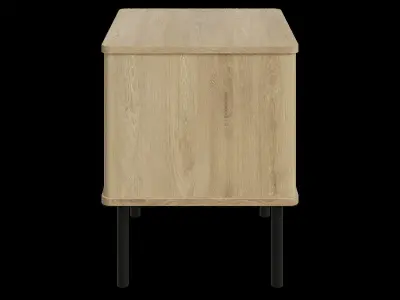 Natural Oak Nightstand With Storage And Drawers Low-poly 3D model